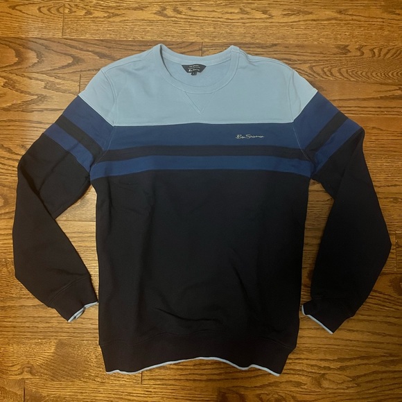 BEN SHERMAN BLUE COLOURBLOCK SWEATSHIRT - Picture 5 of 6